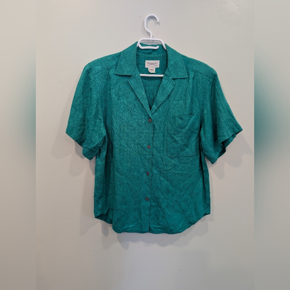 Vintage Christian Dior Separates Emerald Green Blouse – Size 10 - Picture 1 of 6